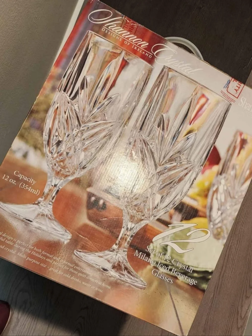 Shannon Crystal Set Of 12 Milano Iced Beverage Glasses 12 Oz New In Box